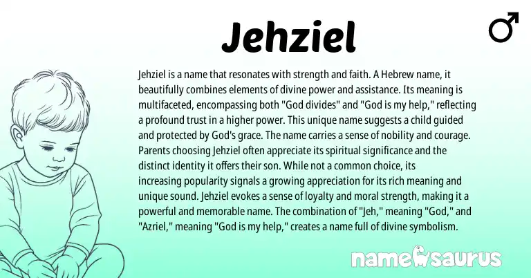 Infographic about Jehziel name meaning, Jehziel is a name from Hebrew origin(s).