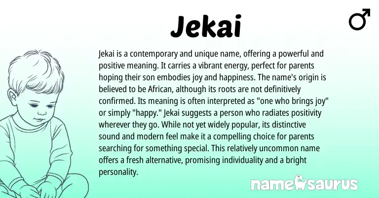 Infographic about Jekai name meaning, Jekai is a name from African origin(s).