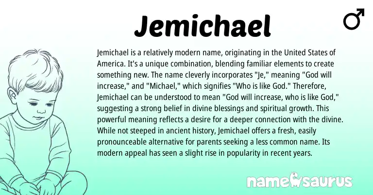 Infographic about Jemichael name meaning, Jemichael is a name from Other origin(s).