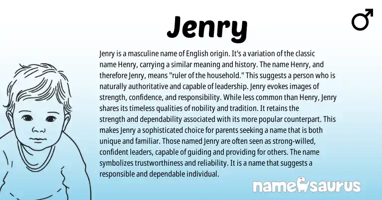 Infographic about Jenry name meaning, Jenry is a name from English origin(s).