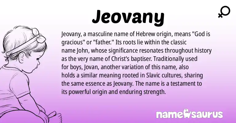 Infographic about Jeovany name meaning, Jeovany is a name from Hebrew origin(s).