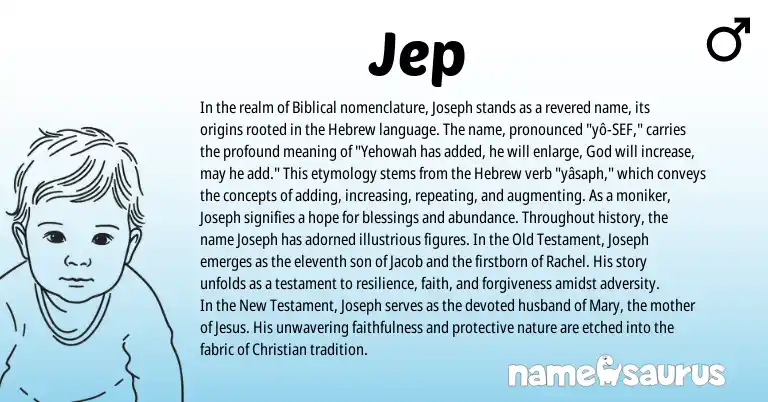 Infographic about Jep name meaning, Jep is a name from Hebrew origin(s).