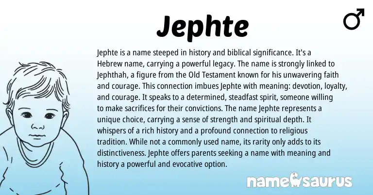 Infographic about Jephte name meaning, Jephte is a name from Hebrew, Biblical origin(s).