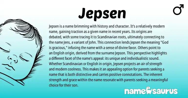 Infographic about Jepsen name meaning, Jepsen is a name from Scandinavian origin(s).
