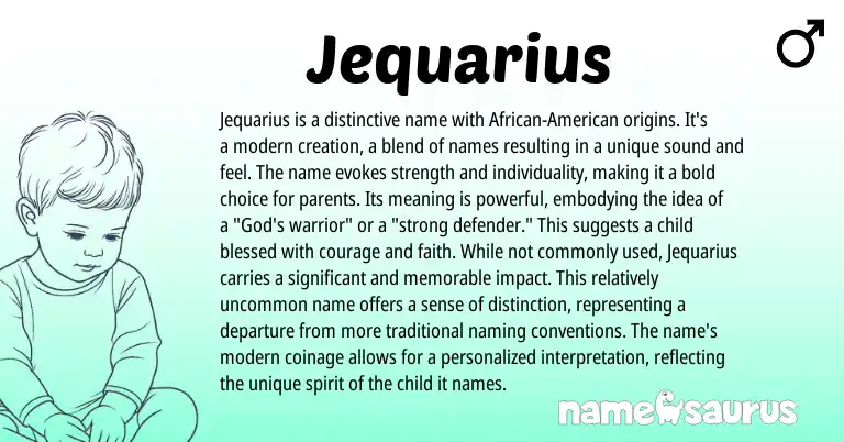 Infographic about Jequarius name meaning, Jequarius is a name from American origin(s).