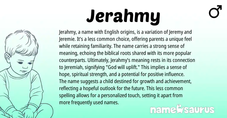 Infographic about Jerahmy name meaning, Jerahmy is a name from Hebrew, Biblical origin(s).
