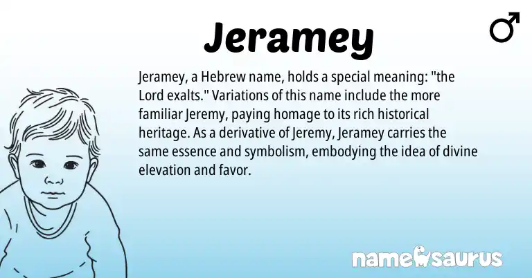 Infographic about Jeramey name meaning, Jeramey is a name from Hebrew origin(s).