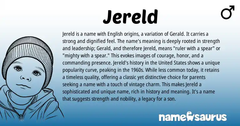 Infographic about Jereld name meaning, Jereld is a name from English origin(s).