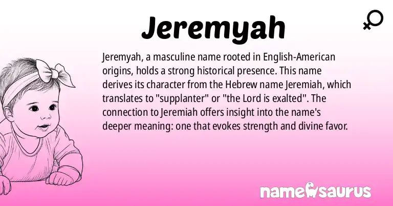 Infographic about Jeremyah name meaning, Jeremyah is a name from English (American) origin(s).