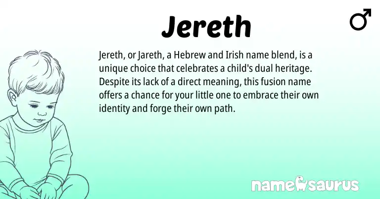 Infographic about Jereth name meaning, Jereth is a name from Irish, Hebrew origin(s).