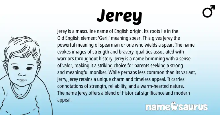 Infographic about Jerey name meaning, Jerey is a name from English origin(s).