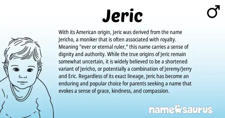 Infographic about Jeric name meaning, Jeric is a name from American origin(s).