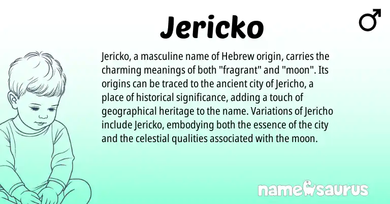 Infographic about Jericko name meaning, Jericko is a name from Hebrew origin(s).