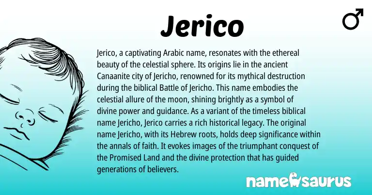 Infographic about Jerico name meaning, Jerico is a name from Arabic, Hebrew origin(s).