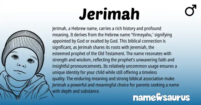 Infographic about Jerimah name meaning, Jerimah is a name from Hebrew, Biblical origin(s).