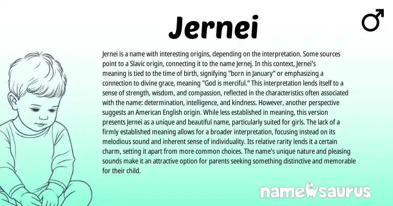 Infographic about Jernei name meaning, Jernei is a name from Slavic origin(s).