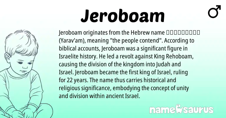 Infographic about Jeroboam name meaning, Jeroboam is a name from Hebrew origin(s).