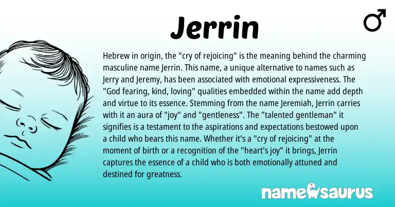 Infographic about Jerrin name meaning, Jerrin is a name from Hebrew origin(s).