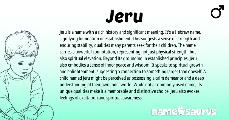Infographic about Jeru name meaning, Jeru is a name from Hebrew origin(s).