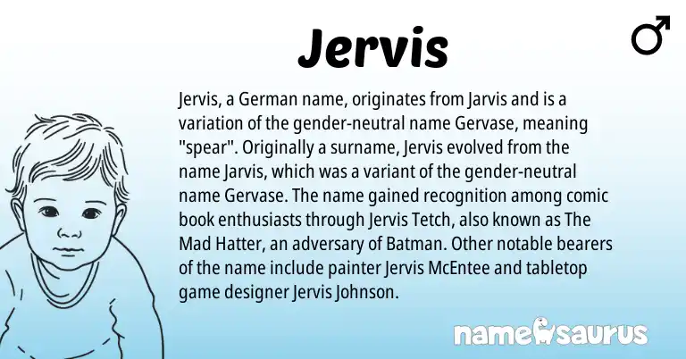 Infographic about Jervis name meaning, Jervis is a name from German origin(s).