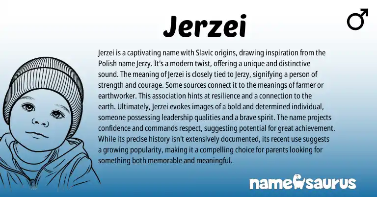 Infographic about Jerzei name meaning, Jerzei is a name from Slavic, Polish origin(s).