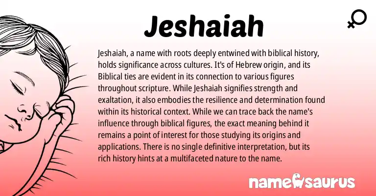 Infographic about Jeshaiah name meaning, Jeshaiah is a name from Biblical origin(s).