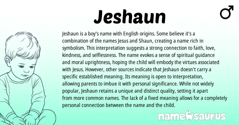 Infographic about Jeshaun name meaning, Jeshaun is a name from Other origin(s).