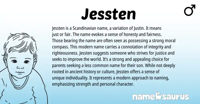 Infographic about Jessten name meaning, Jessten is a name from Scandinavian origin(s).