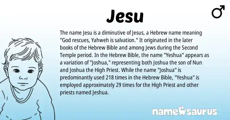 Infographic about Jesu name meaning, Jesu is a name from Hebrew origin(s).