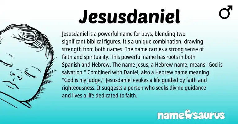 Infographic about Jesusdaniel name meaning, Jesusdaniel is a name from Hebrew, Biblical origin(s).