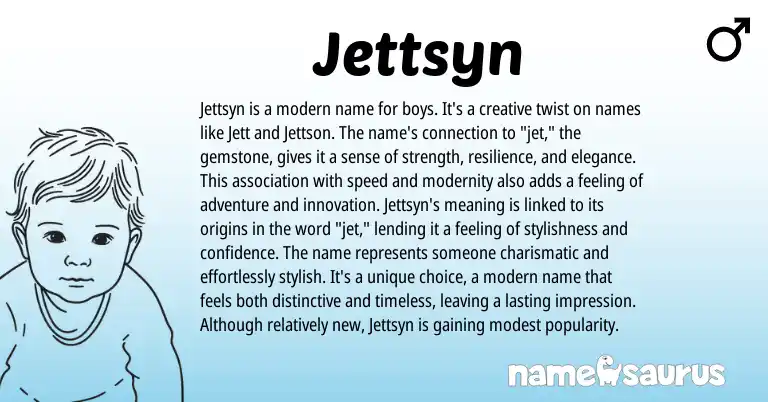 Infographic about Jettsyn name meaning, Jettsyn is a name from English origin(s).