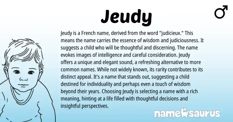 Infographic about Jeudy name meaning, Jeudy is a name from French origin(s).