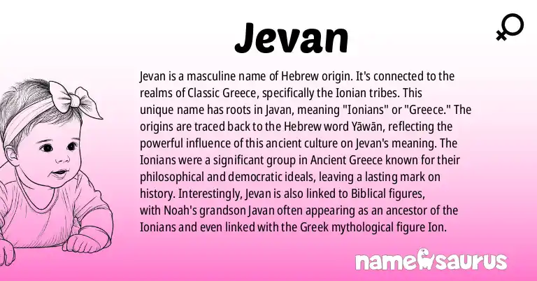 Infographic about Jevan name meaning, Jevan is a name from Hebrew origin(s).