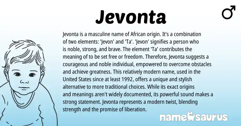 Infographic about Jevonta name meaning, Jevonta is a name from African origin(s).