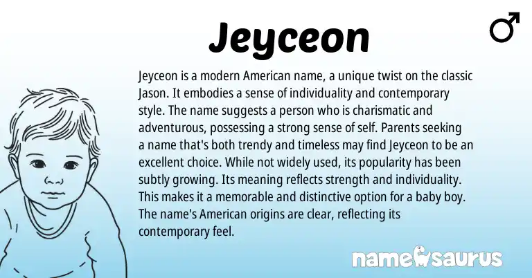 Infographic about Jeyceon name meaning, Jeyceon is a name from American origin(s).