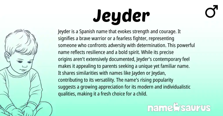 Infographic about Jeyder name meaning, Jeyder is a name from Spanish origin(s).