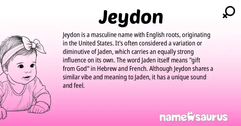 Infographic about Jeydon name meaning, Jeydon is a name from English (American) origin(s).