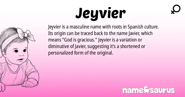 Infographic about Jeyvier name meaning, Jeyvier is a name from Spanish origin(s).