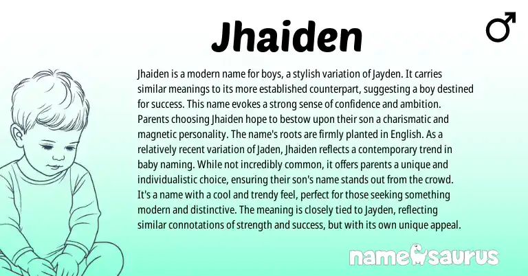 Infographic about Jhaiden name meaning, Jhaiden is a name from Other origin(s).