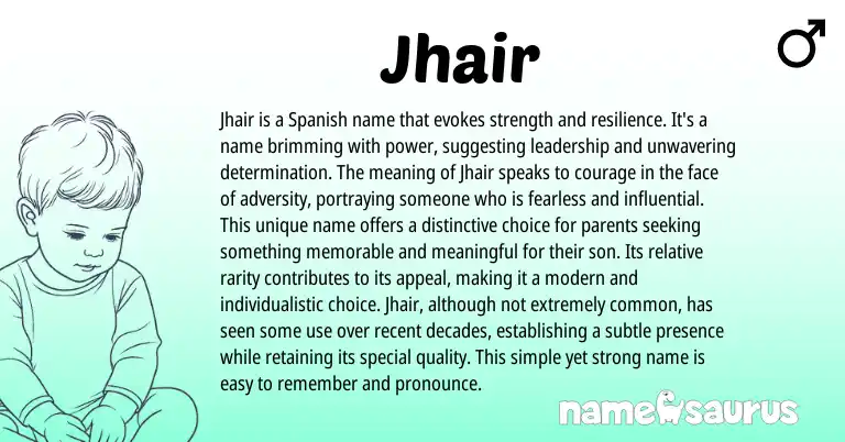 Infographic about Jhair name meaning, Jhair is a name from Spanish origin(s).