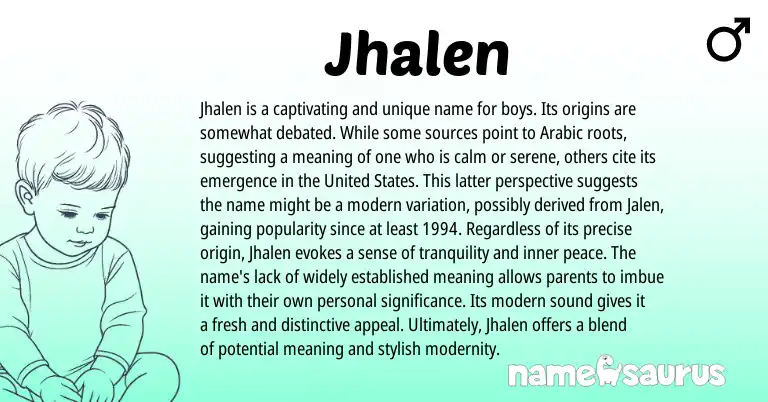 Infographic about Jhalen name meaning, Jhalen is a name from Arabic origin(s).