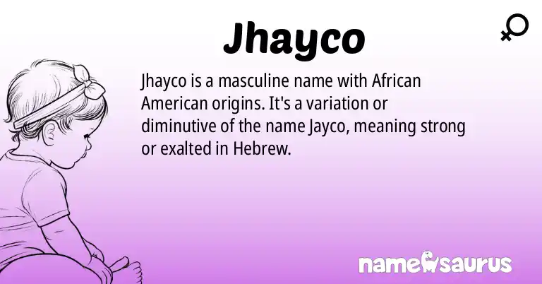 Infographic about Jhayco name meaning, Jhayco is a name from African American origin(s).