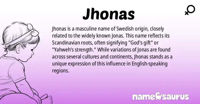 Infographic about Jhonas name meaning, Jhonas is a name from Swedish origin(s).