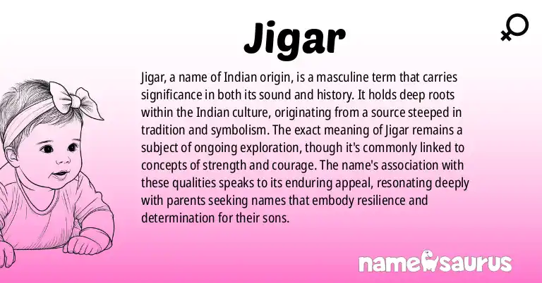 Infographic about Jigar name meaning, Jigar is a name from Indian origin(s).