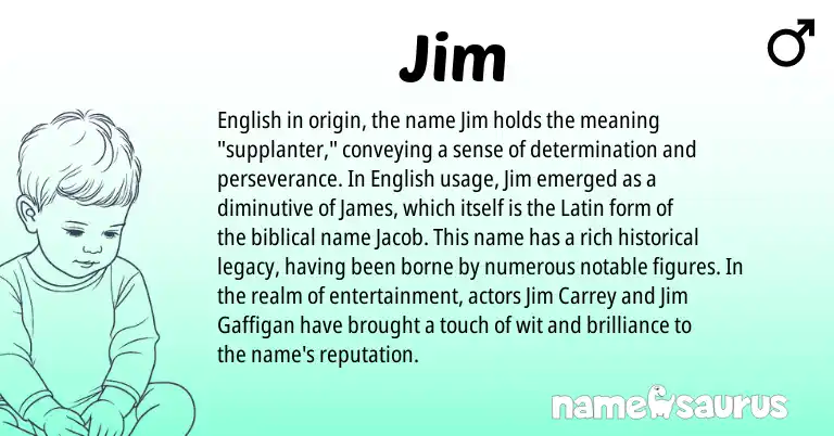 Infographic about Jim name meaning, Jim is a name from English, Latin origin(s).