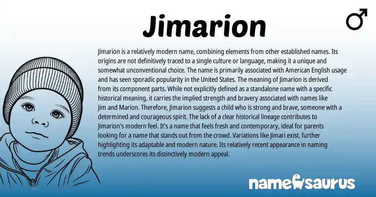 Infographic about Jimarion name meaning, Jimarion is a name from Other origin(s).