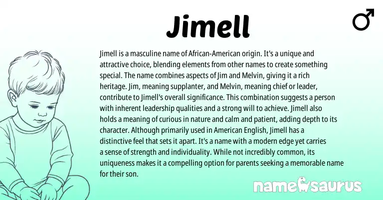 Infographic about Jimell name meaning, Jimell is a name from Arabic, Other origin(s).