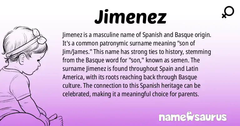 Infographic about Jimenez name meaning, Jimenez is a name from Spanish, Basque origin(s).