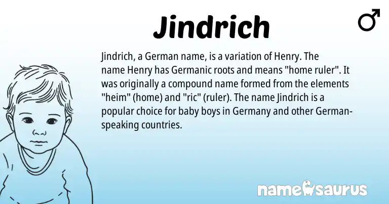 Infographic about Jindrich name meaning, Jindrich is a name from German, Germanic origin(s).