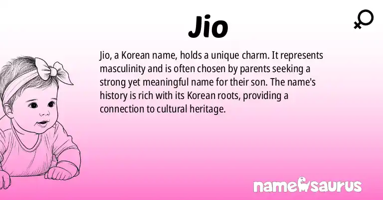 Infographic about Jio name meaning, Jio is a name from Korean origin(s).